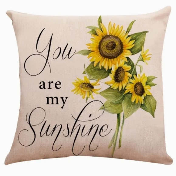 NEW FARMHOUSE YOU ARE MY SUNSHINE SUNFLOWER DECORATIVE LINEN PILLOW COVER 17.7" - Picture 1 of 5